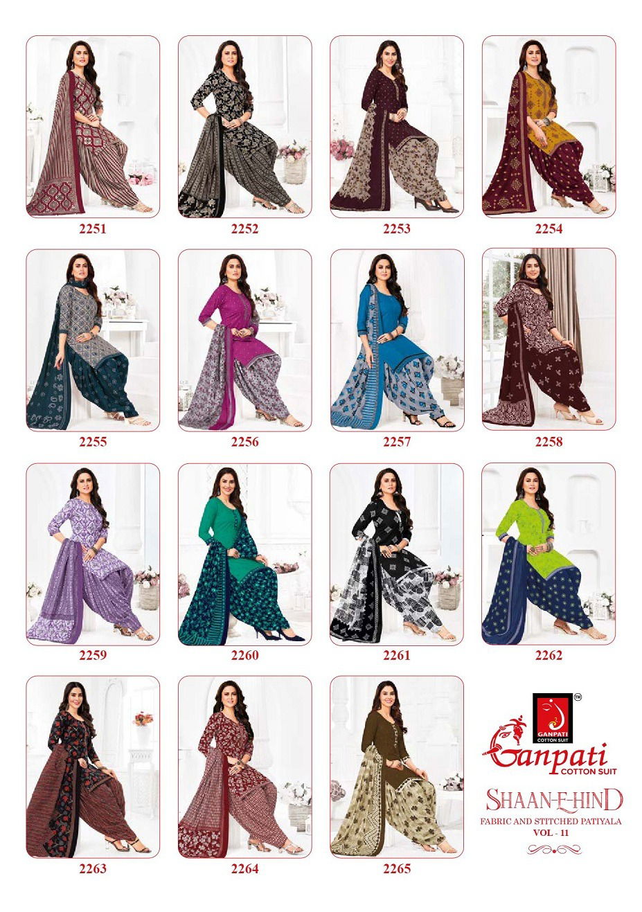 Shaan E Hind Patiyala Vol 11 By Ganpati Cotton Kurti With Bottom Dupatta Wholesale Online